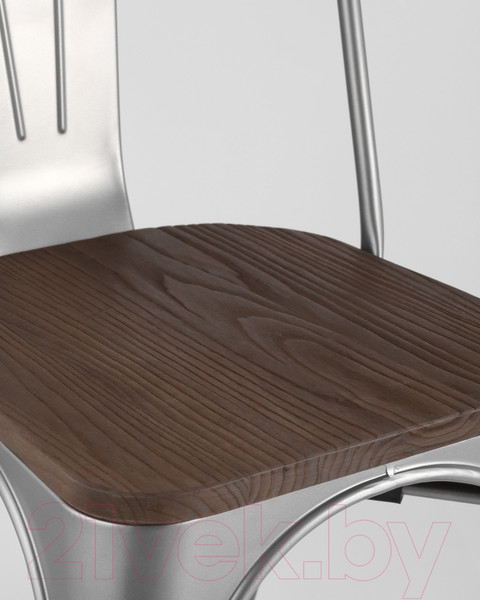 Изображение товара Стул Stool Group Tolix Wood / YD-H440B-W YG-15 (серебристый матовый/темное дерево)