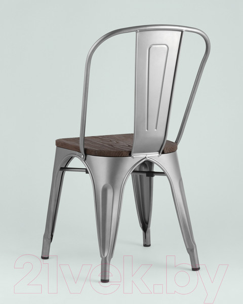 Изображение товара Стул Stool Group Tolix Wood / YD-H440B-W YG-15 (серебристый матовый/темное дерево)