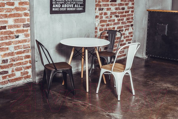 Изображение товара Стул Stool Group Tolix Wood / YD-H440B-W YG-15 (серебристый матовый/темное дерево)