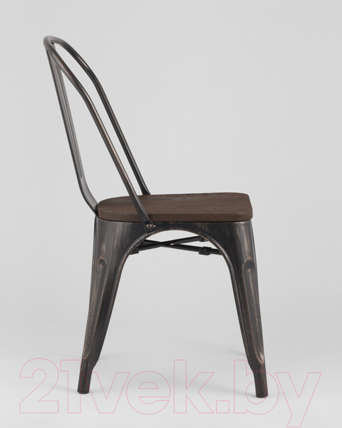 Изображение товара Стул Stool Group Tolix / YD-H440B-W MS-01-1 (черный/патина золото/темное дерево)