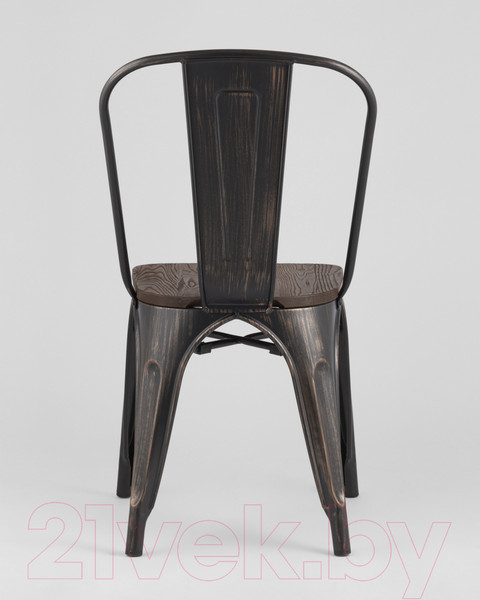 Изображение товара Стул Stool Group Tolix / YD-H440B-W MS-01-1 (черный/патина золото/темное дерево)