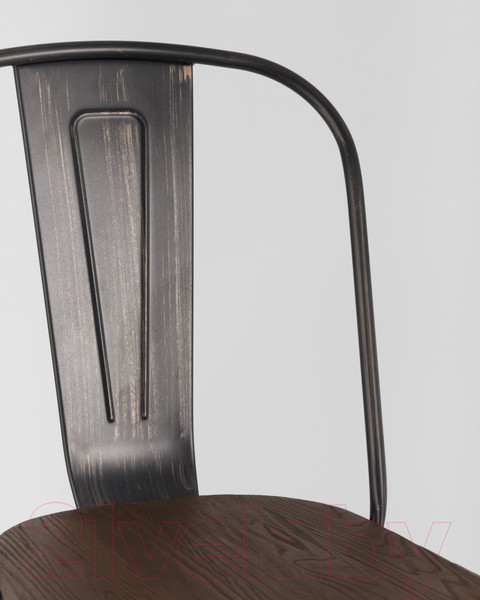 Изображение товара Стул Stool Group Tolix / YD-H440B-W MS-01-1 (черный/патина золото/темное дерево)