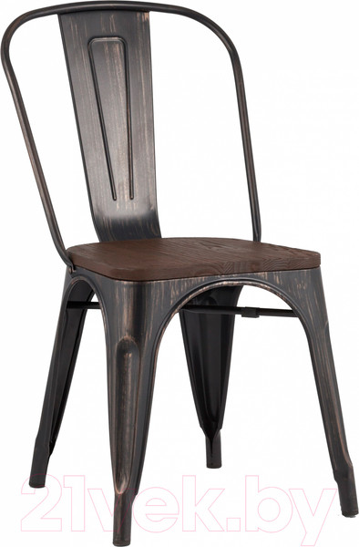 Изображение товара Стул Stool Group Tolix / YD-H440B-W MS-01-1 (черный/патина золото/темное дерево)