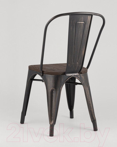 Изображение товара Стул Stool Group Tolix / YD-H440B-W MS-01-1 (черный/патина золото/темное дерево)