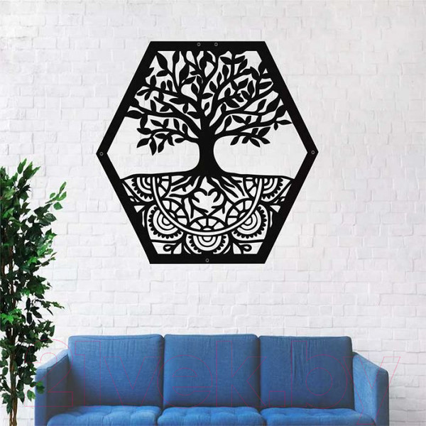 Изображение товара Декор настенный Arthata Древо Мандала 60x60-B / 046-1 (черный)