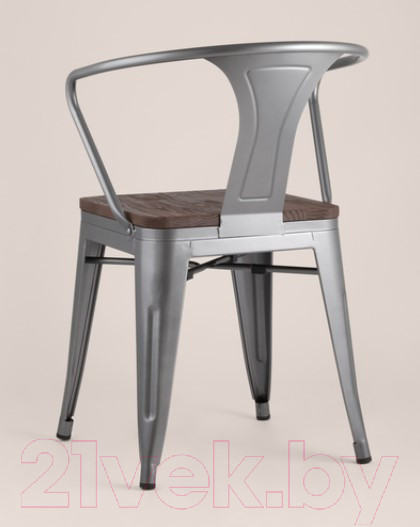 Изображение товара Стул Stool Group Tolix Arm Wood / YD-H440AR-W YG-15 (серебристый матовый/темное дерево)