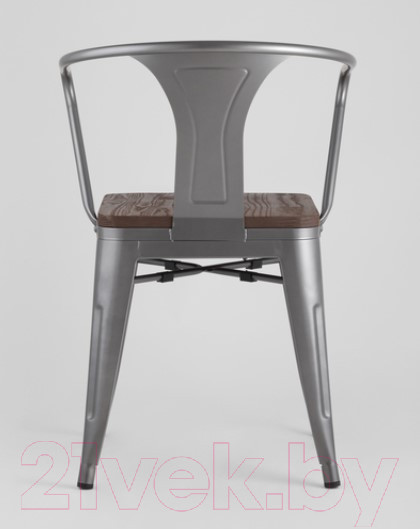 Изображение товара Стул Stool Group Tolix Arm Wood / YD-H440AR-W YG-15 (серебристый матовый/темное дерево)