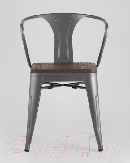 Изображение товара Стул Stool Group Tolix Arm Wood / YD-H440AR-W YG-15 (серебристый матовый/темное дерево)