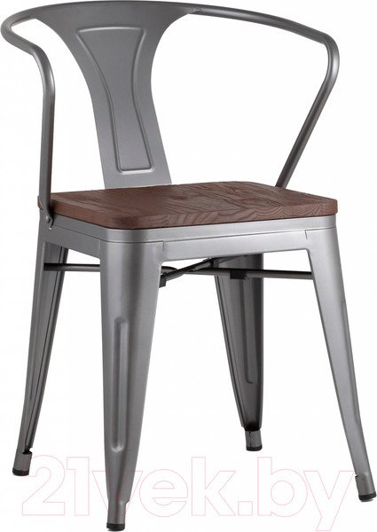 Изображение товара Стул Stool Group Tolix Arm Wood / YD-H440AR-W YG-15 (серебристый матовый/темное дерево)