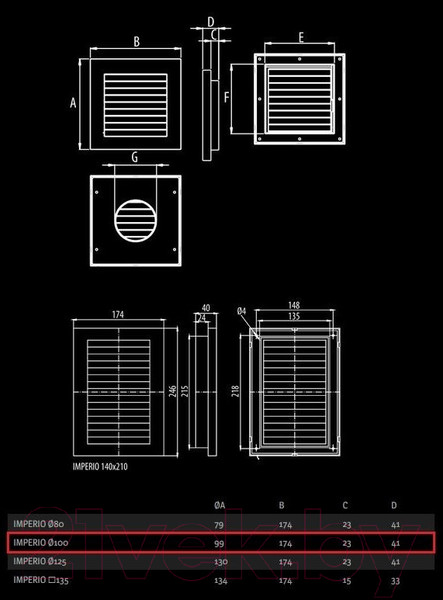 Изображение товара Решетка вентиляционная Dospel 007-1765 17.5x17.5