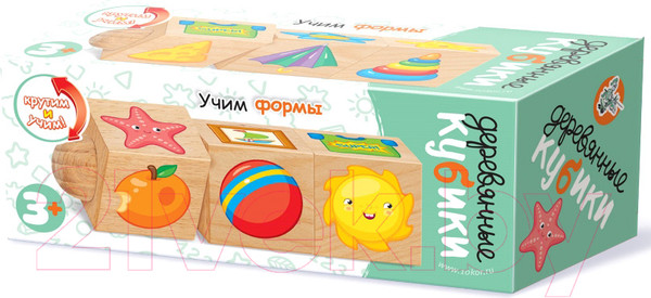 Изображение товара Развивающая игра Десятое королевство Кубики на оси. Учим формы / 02969