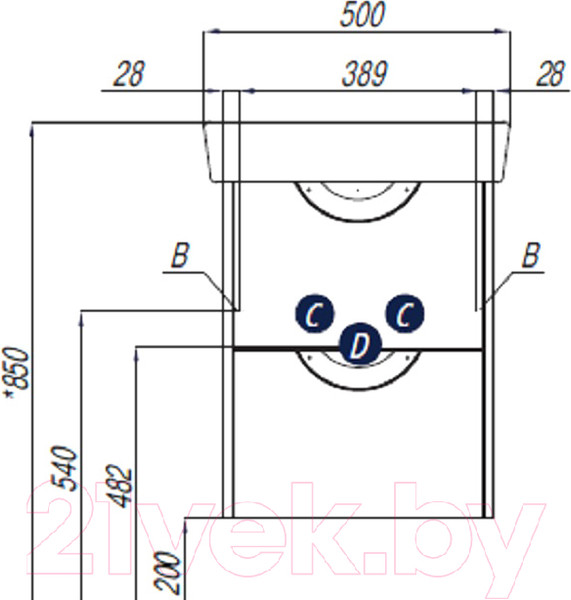 Изображение товара Тумба с умывальником Акватон Сильва 50 (1A2117K1SIW60)