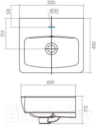 Изображение товара Тумба с умывальником Акватон Сильва 50 (1A2117K1SIW60)