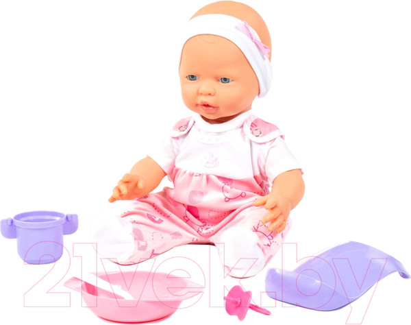 Изображение товара Пупс с аксессуарами Полесье Веселый с соской и набором для кормления / 86754