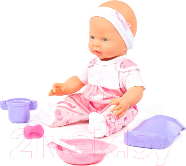 Изображение товара Пупс с аксессуарами Полесье Веселый с соской и набором для кормления / 86754