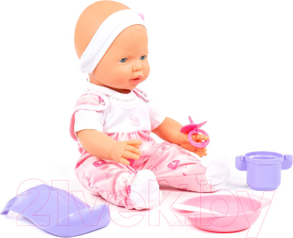 Изображение товара Пупс с аксессуарами Полесье Веселый с соской и набором для кормления / 86754