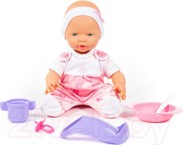 Изображение товара Пупс с аксессуарами Полесье Веселый с соской и набором для кормления / 86754