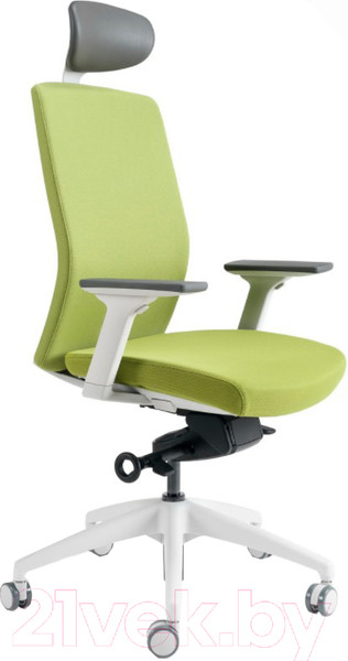 Изображение товара Кресло офисное Bestuhl J2 White Pl с подголовником и подлокотником (зеленая ткань)