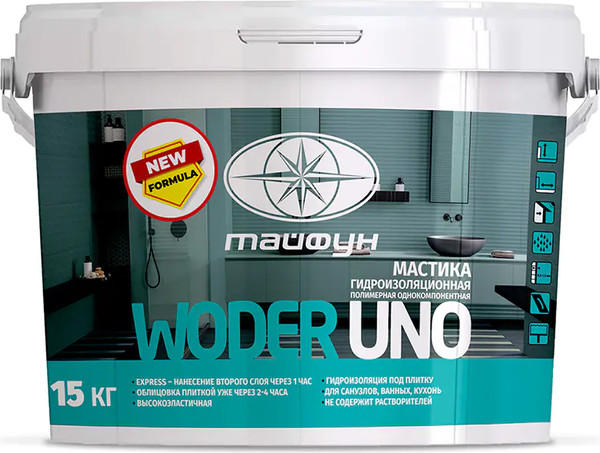 Изображение товара Гидроизоляционная мастика Тайфун Мастер Woder Uno (15кг)