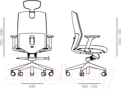Изображение товара Кресло офисное Bestuhl J2 White Pl без подголовника с подлокотником (серая ткань)