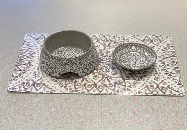 Изображение товара Коврик под миску Tarhong Boho Medallion / TPMMT0200PMB (бежевый с рисунком)
