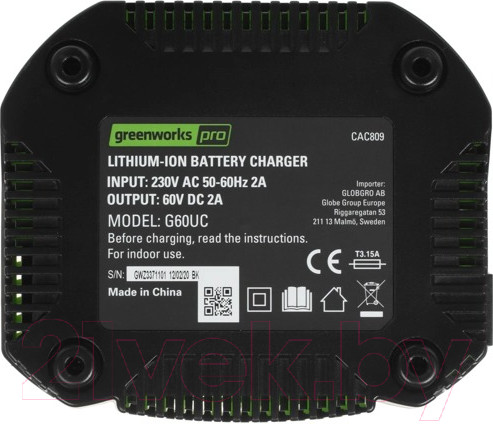 Изображение товара Зарядное устройство для электроинструмента Greenworks G60UC 60V 2А / 2932007