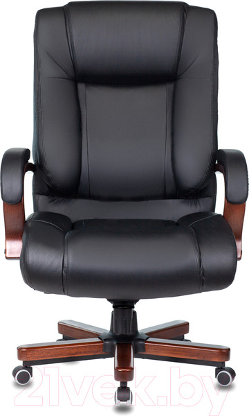 Изображение товара Кресло офисное Бюрократ Т-9925WALNUT/BLACK (черный/кожа крестовина дерево)