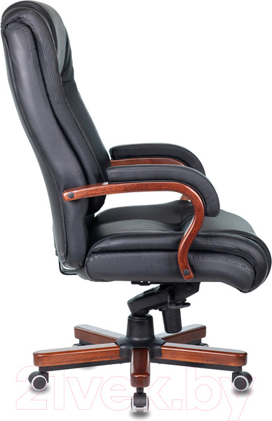 Изображение товара Кресло офисное Бюрократ Т-9925WALNUT/BLACK (черный/кожа крестовина дерево)