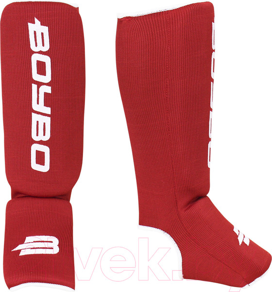 Изображение товара Защита голень-стопа для единоборств BoyBo Хлопчатобумажная (2XS, красный)