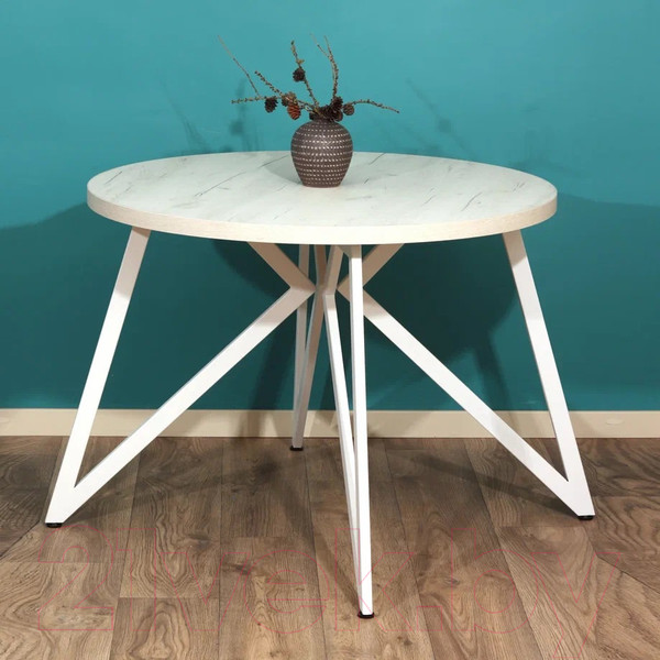 Изображение товара Обеденный стол Millwood Женева Л D110x75 (дуб белый Craft/металл белый)