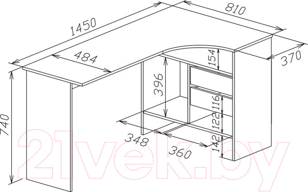 Изображение товара Компьютерный стол Сокол-Мебель СПМ-25 (правый, белый)