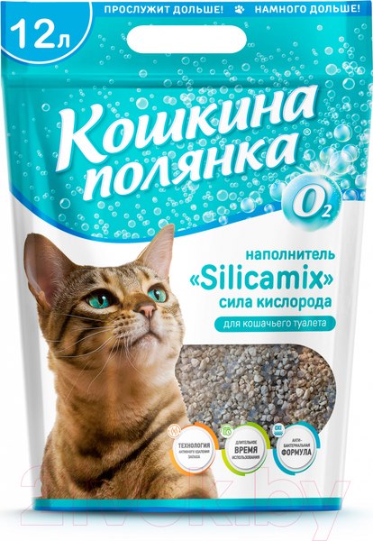 Наполнитель для туалета Кошкина Полянка Silicamix Сила кислорода / 0497 (12л/5.7кг)