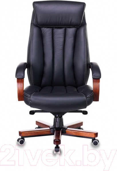 Изображение товара Кресло офисное Бюрократ T-9922WALNUT/BLACK (черный кожа/крестовина дерево)