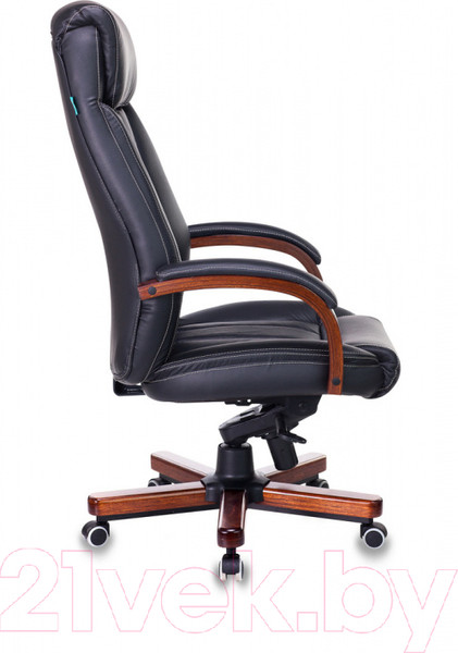 Изображение товара Кресло офисное Бюрократ T-9922WALNUT/BLACK (черный кожа/крестовина дерево)