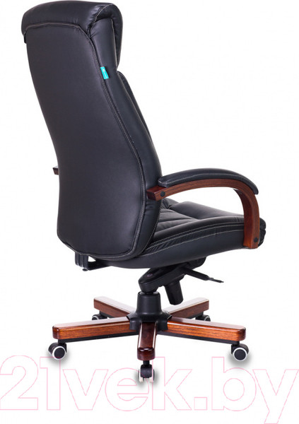 Изображение товара Кресло офисное Бюрократ T-9922WALNUT/BLACK (черный кожа/крестовина дерево)