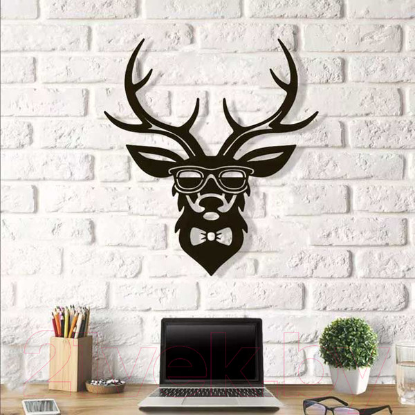Изображение товара Декор настенный Arthata Олень в очках 70x60-B / 049-1 (черный)