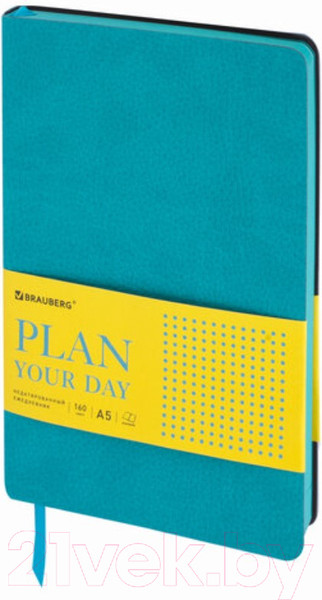 Изображение товара Ежедневник Brauberg Stylish / 111862 (бирюзовый, кожзам)