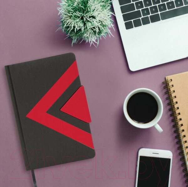 Изображение товара Ежедневник Brauberg Waves / 111876 (черный/красный, кожзам)