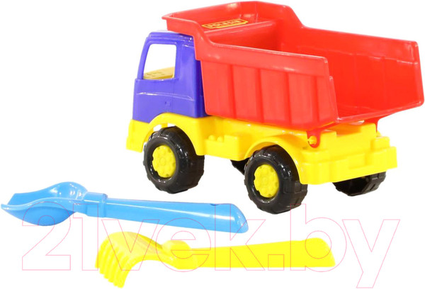 Изображение товара Набор игрушек для песочницы Полесье Самосвал Салют с совком и грабельками / 8991