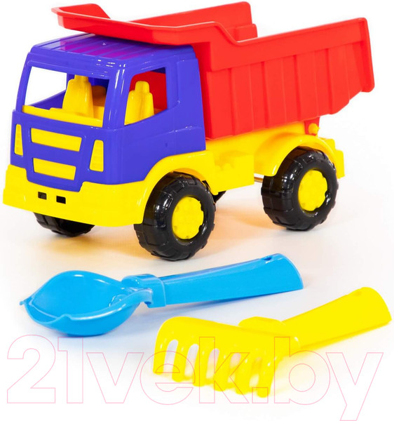 Изображение товара Набор игрушек для песочницы Полесье Самосвал Салют с совком и грабельками / 8991