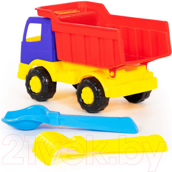 Изображение товара Набор игрушек для песочницы Полесье Самосвал Салют с совком и грабельками / 8991