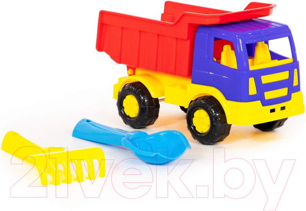 Изображение товара Набор игрушек для песочницы Полесье Самосвал Салют с совком и грабельками / 8991