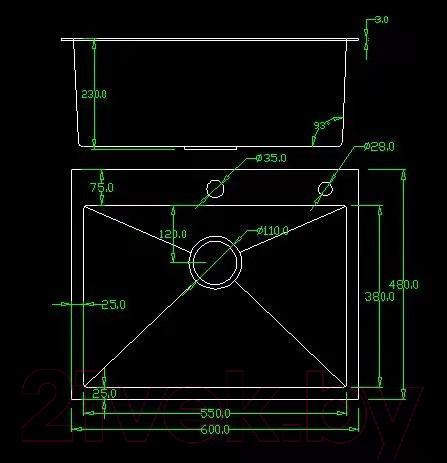 Изображение товара Мойка кухонная Avina HM6048 (нержавеющая сталь)