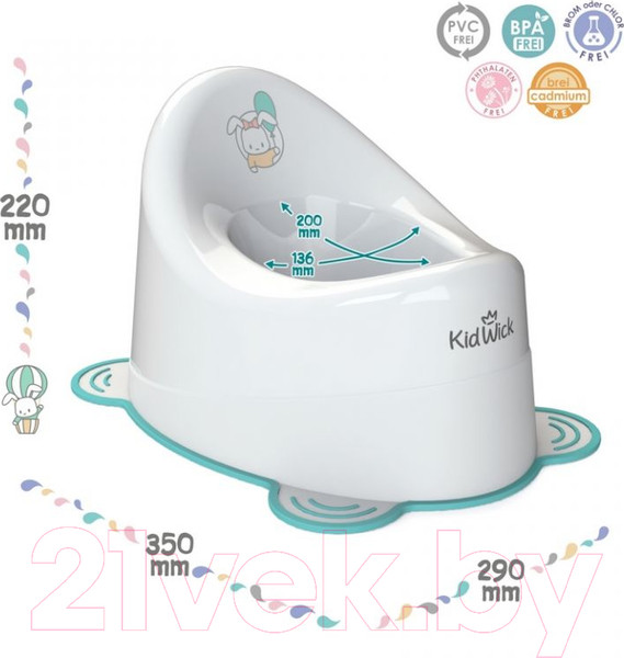 Изображение товара Детский горшок Kidwick Улитка / KW040101 (белый/бирюзовый)