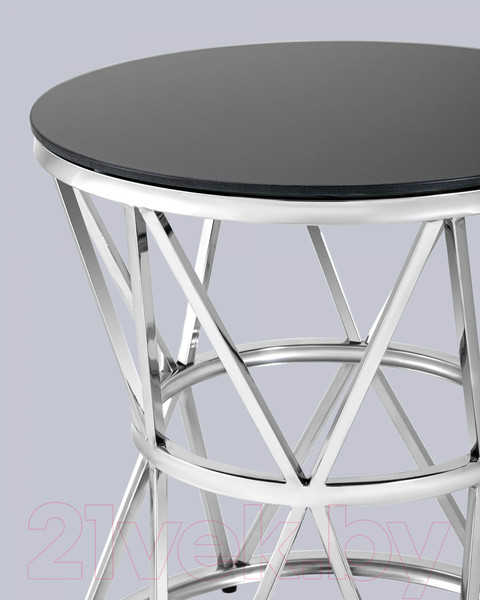 Изображение товара Журнальный столик Stool Group Вива 50x50 / EET-080 (стекло черное/сталь серебристый)
