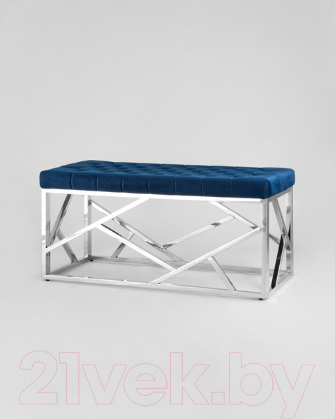 Изображение товара Банкетка Stool Group Арт Деко / BENCH-016 (вельвет синий/сталь серебристый)