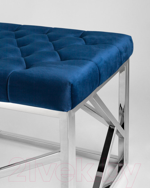Изображение товара Банкетка Stool Group Арт Деко / BENCH-016 (вельвет синий/сталь серебристый)