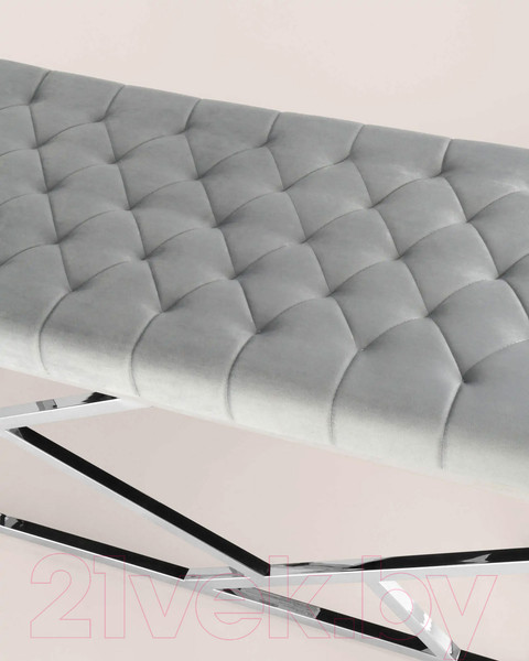 Изображение товара Банкетка Stool Group Арт Деко BENCH-016-GR (вельвет серый/сталь серебристый)