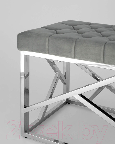 Изображение товара Банкетка Stool Group Арт Деко BENCH-016-GR (вельвет серый/сталь серебристый)