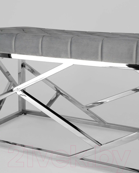 Изображение товара Банкетка Stool Group Арт Деко BENCH-016-GR (вельвет серый/сталь серебристый)